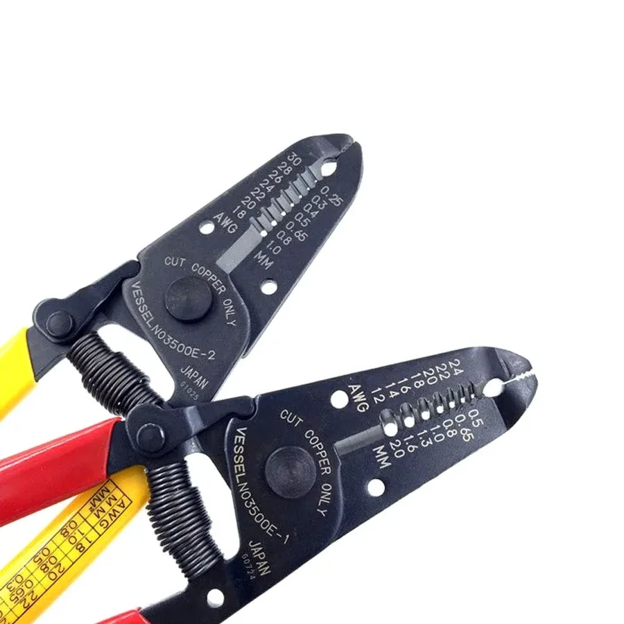 VESSEL 3500E Series Electrician Stripping Plier Muti-Puopose Wire Stripper with Manual Thread Cutter for Solid Wire Hand Tools