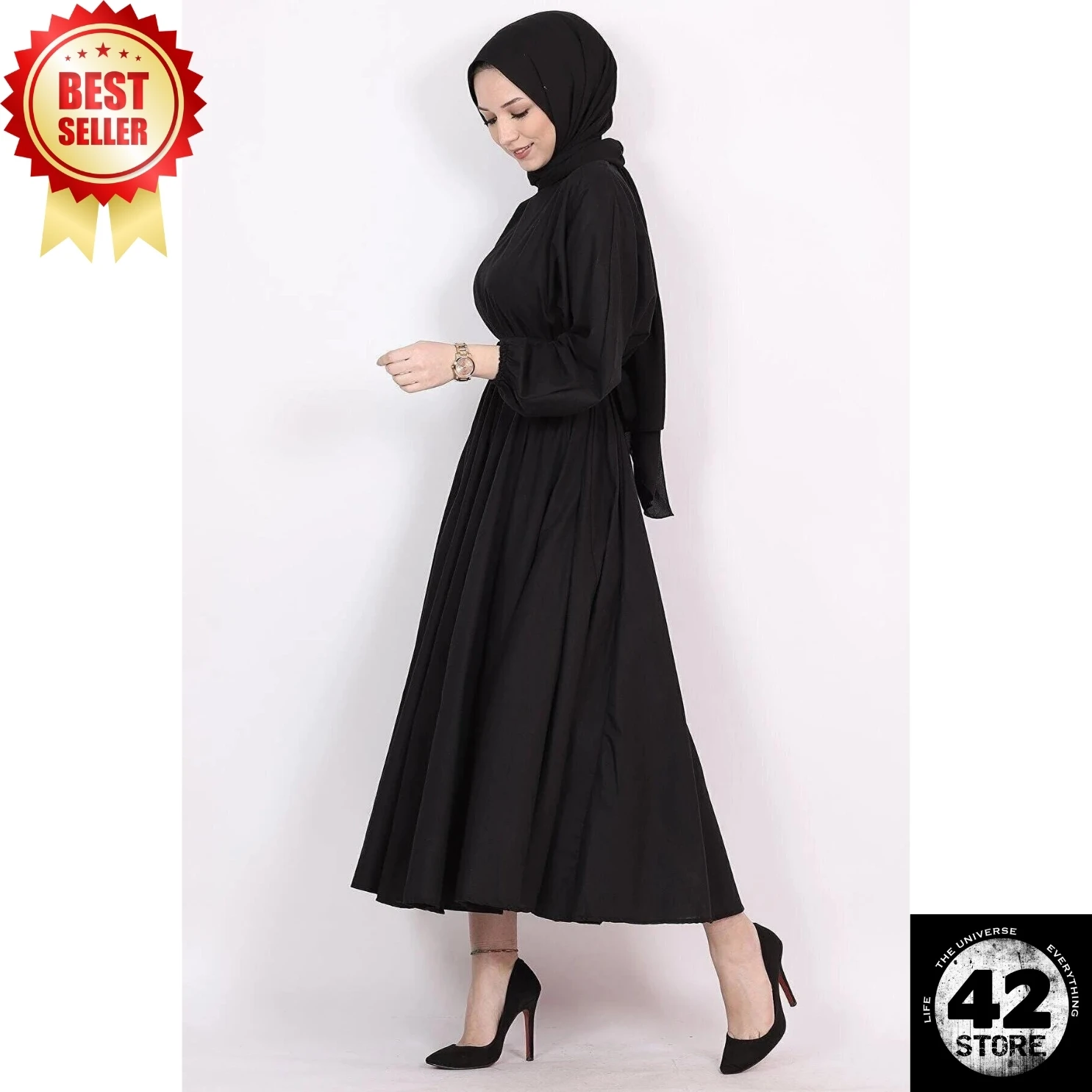 Seasonal Black Hijab Dress