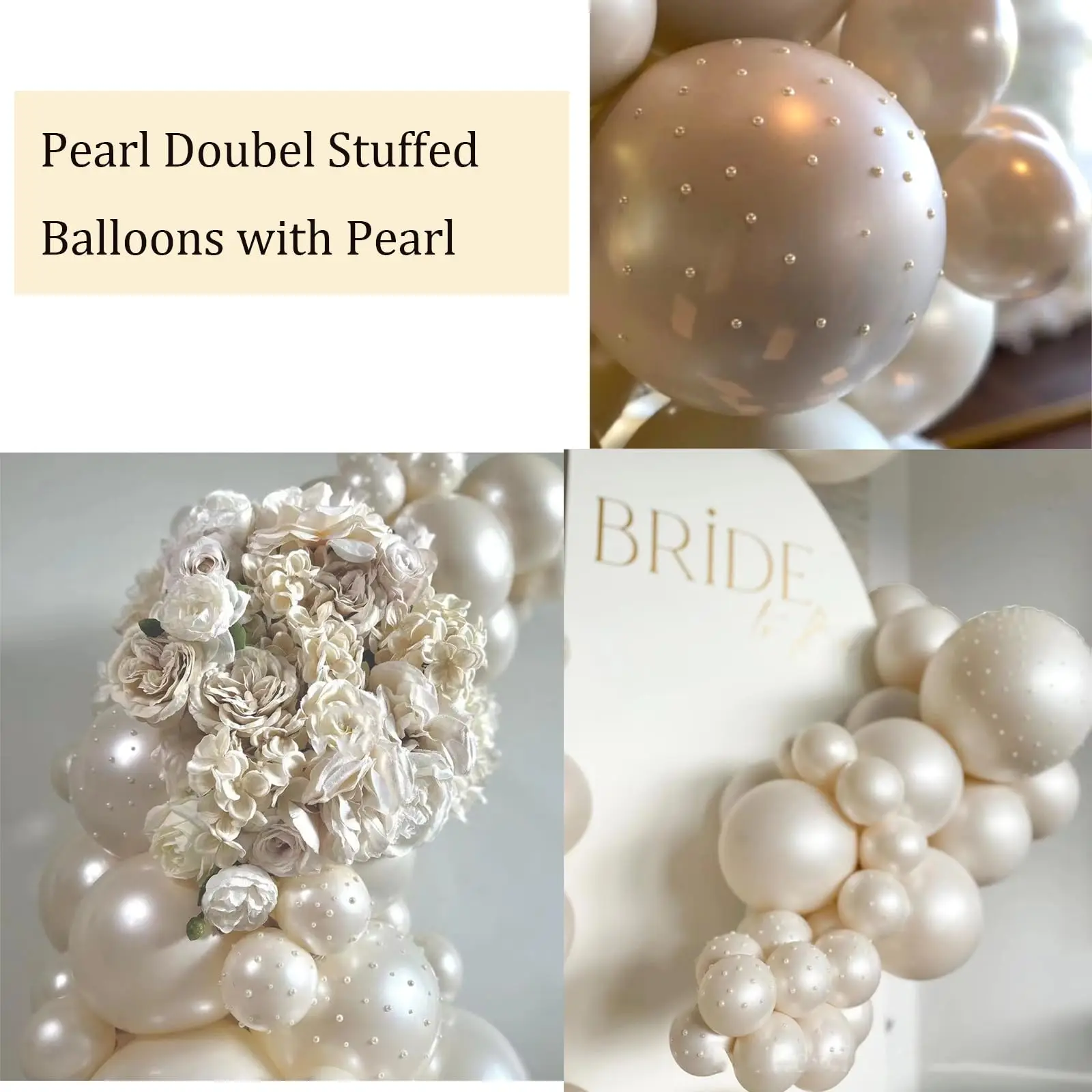 Pearl White Sand Double Stuffed Balloons Arch Garland Kit For Bridal Baby Shower Wedding Anniversary Birthday Party Decoration