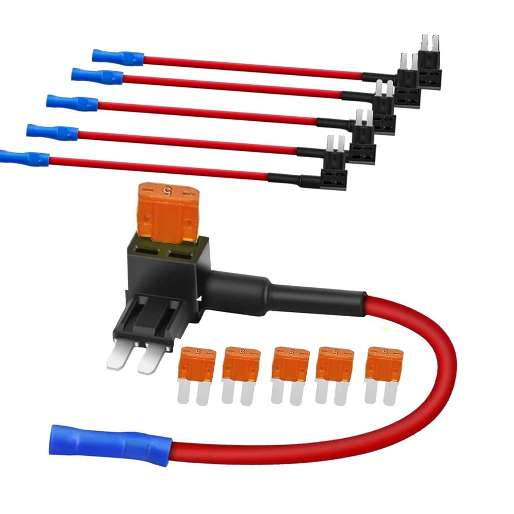 Grifos fusibles Micro2: grifo fusible en línea para autocaravana RV mejorado, adaptador de grifo de fusible de cuchilla de circuito adicional ATR de 12 V con fusible Micro2 de 5 amperios