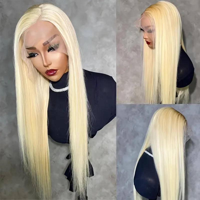 220 Density Straight Blonde 613 Hd Lace Frontal Wig 13x6 Brazilian Human Hair Wigs For Women 13x4 Lace Frontal Colored Wig image 3