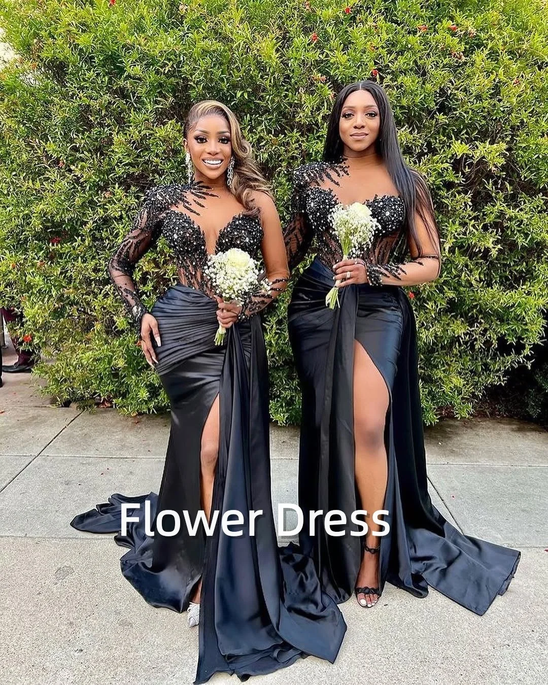 Customized Sexy Mermaid Prom Dress For Black Girls With Beaded Crystal Evening Party Gowns Side Slit Court Train Robes De Soirée