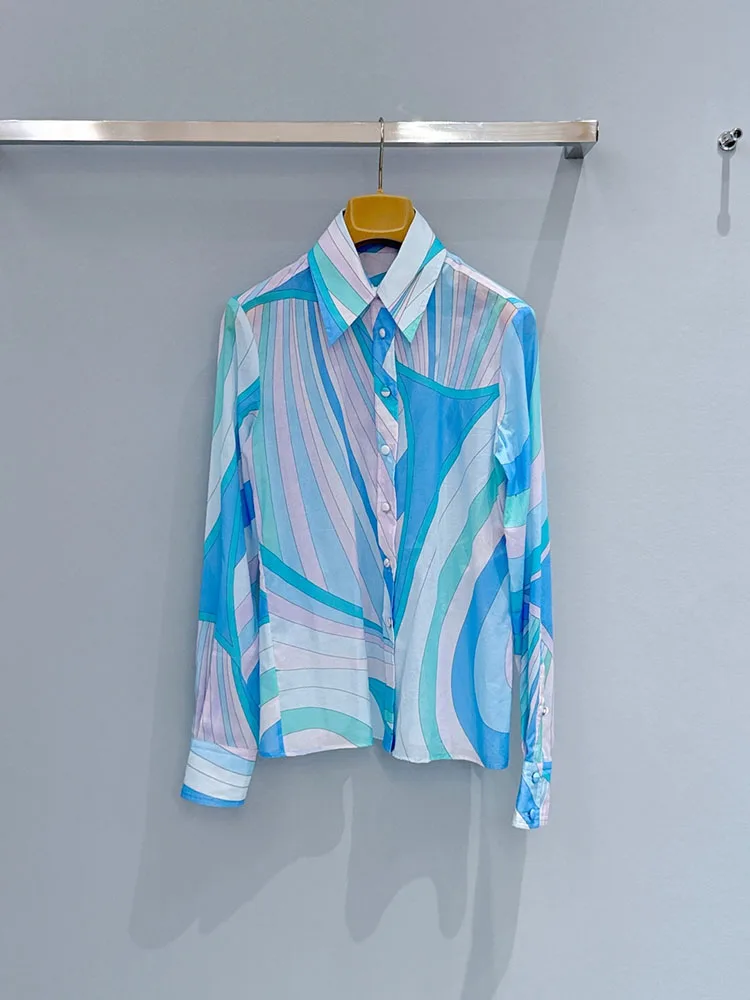 

Spring Summer Runway Designer High-Quality Cotton Print Shirts Tops Women’s