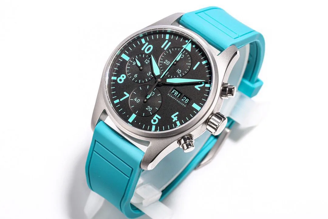 أعلى جودة في السوق Pilot OEMGIW-388107 ظهر شفاف مع وظيفة الكرونوغراف الساعات الرياضية