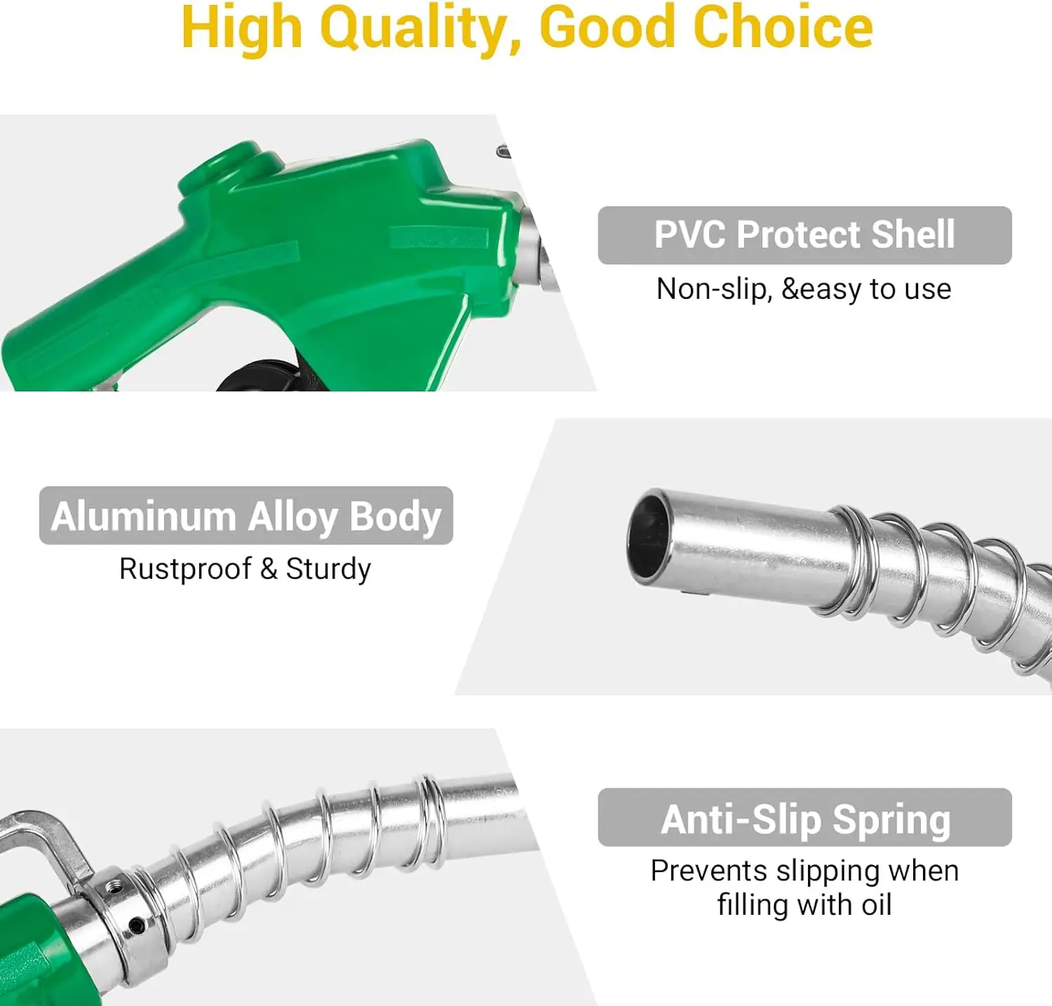 3/4" NPT Automatic Fuel Nozzle with 3-speed Padlock 16 GPM Max Flow Rate Auto Shut Off 13/16" Spout with Anti-slip spring