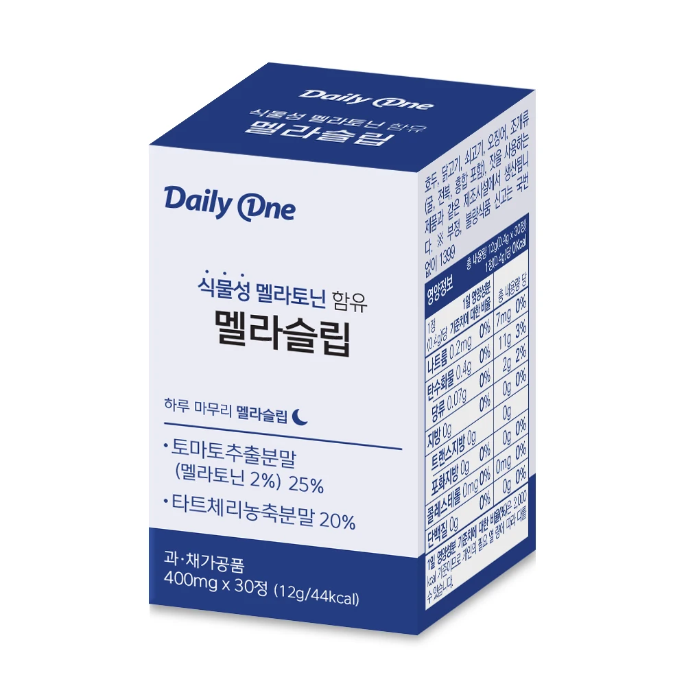 Daily One containing 2mg of vegetable melatonin Melasleep 400mg x 30 tablets 1 bottle