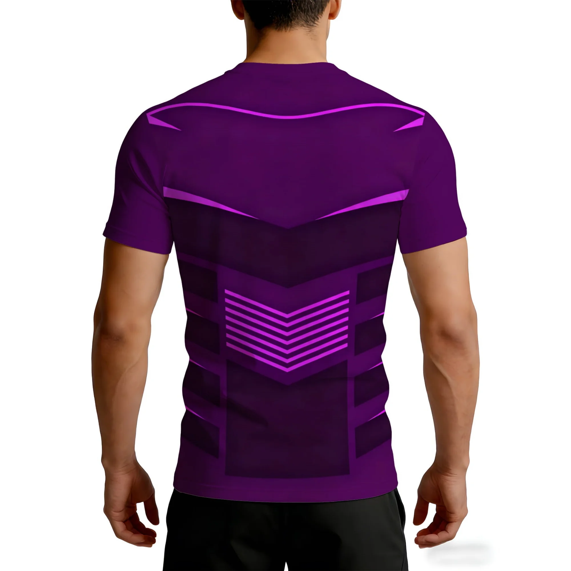 2026 New Techwear Arrow Line Full Print Men Short Sleeve Compression T-shirt Breathable Quick Dry Weightlifting Training Pullove