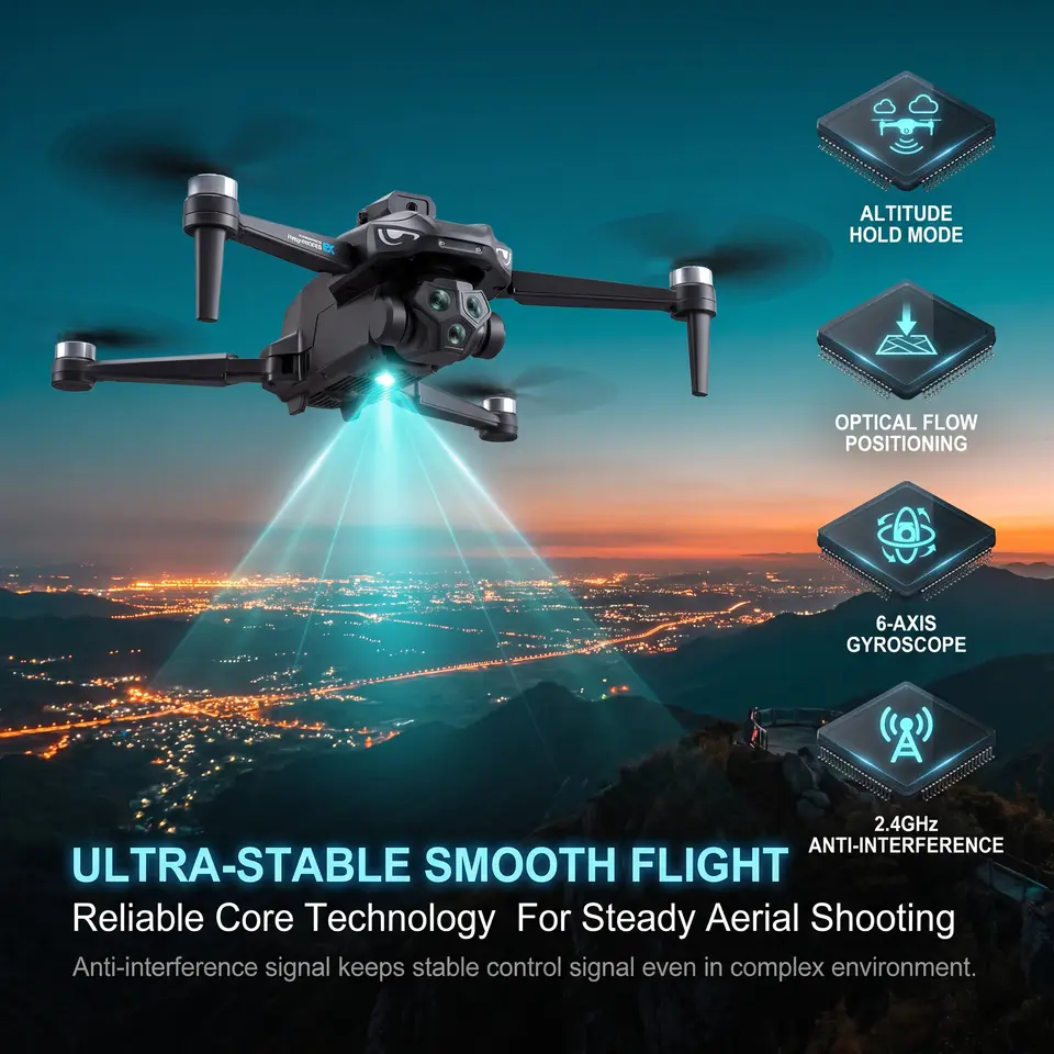 M33Max 1080P Dual Camera Drone with Laser Avoidance, 25-Min Flight Time