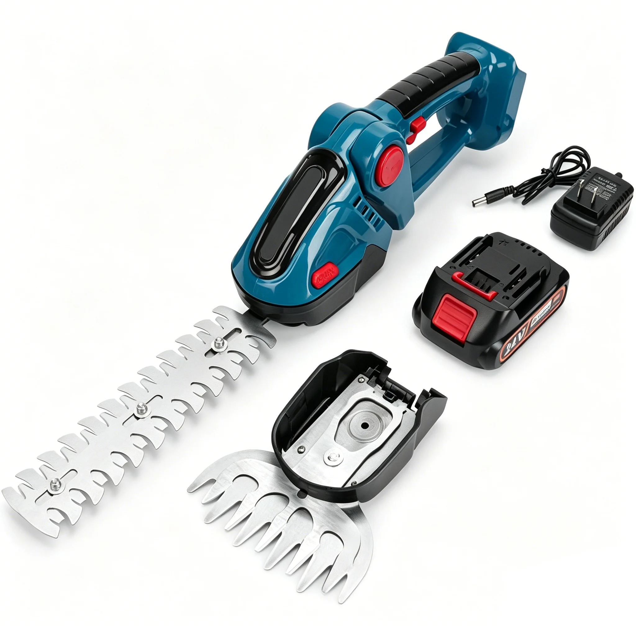 Cortasetos inalámbrico 2 en 1, tijeras para césped, cortasetos de mano, cortador de malezas, herramienta de jardín compatible con batería Makita de 18V