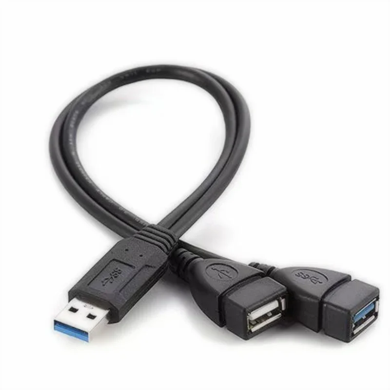 Répartiteur universel USB 3.0 2.0 mâle vers double USB 3.0 femelle, câble adaptateur de câble de données Hub USB à 2 ports pour ordinateur portable
