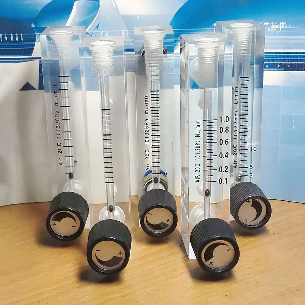 Alle Maten 0.1-1 0.2-2 0.3-3 1-10 3-30 100-1000LPM LZM-6T Air flowmeter Rotameter Met Regelklep 6 8 10Mm Tube Push In - afbeelding 2