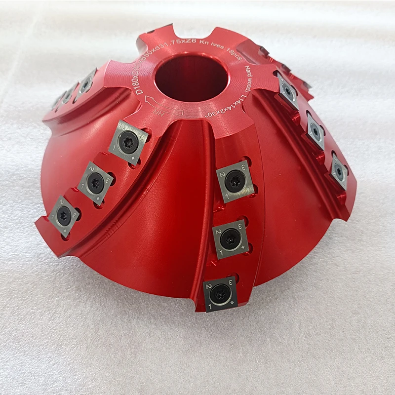 D180 Helical Spiral Cutterhead with 18pcs Carbide Inserts Woodworking Hard Wood Milling Cutter for Planer Machine