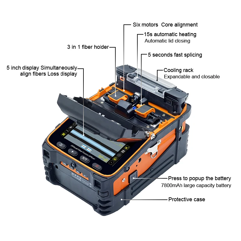 Imagem -03 - Signal Fire-optical Fiber Fusion Splicer Máquina de Solda Opm Vfl Fibra Óptica Splicer Touch Screen Ai9