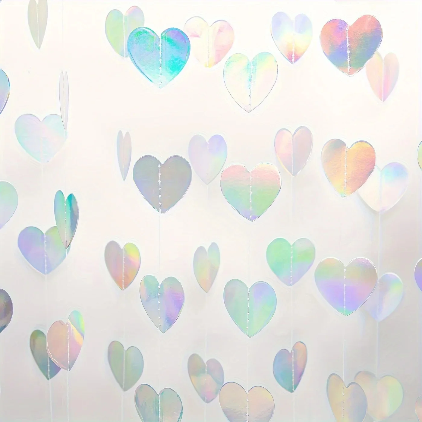 Guirlande de cœur irisé de 2 mètres – Bannière de banderole en papier polyvalente pour anniversaires, mariages, spectacles de mariée et plus encore,