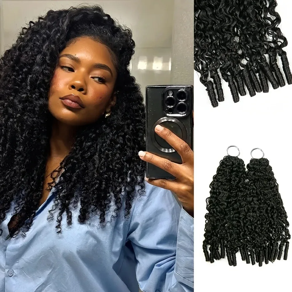 Burmese Curly Feather Crochet Human Hair Spiral Curly Pre-Separated Knotless Crochet Human Hair Bundles With Loop For Braiding