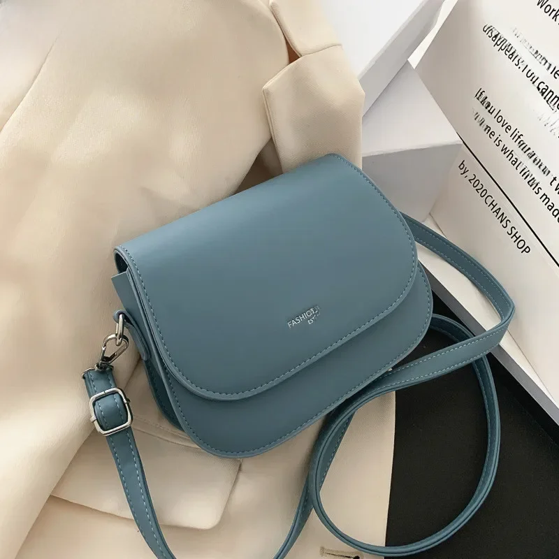 Yogodlns modna torba na ramię z siodłem damska torba na ramię ze skóry PU prosta jednokolorowa torba z klapką designerskie torebki etui — zdjęcie 2