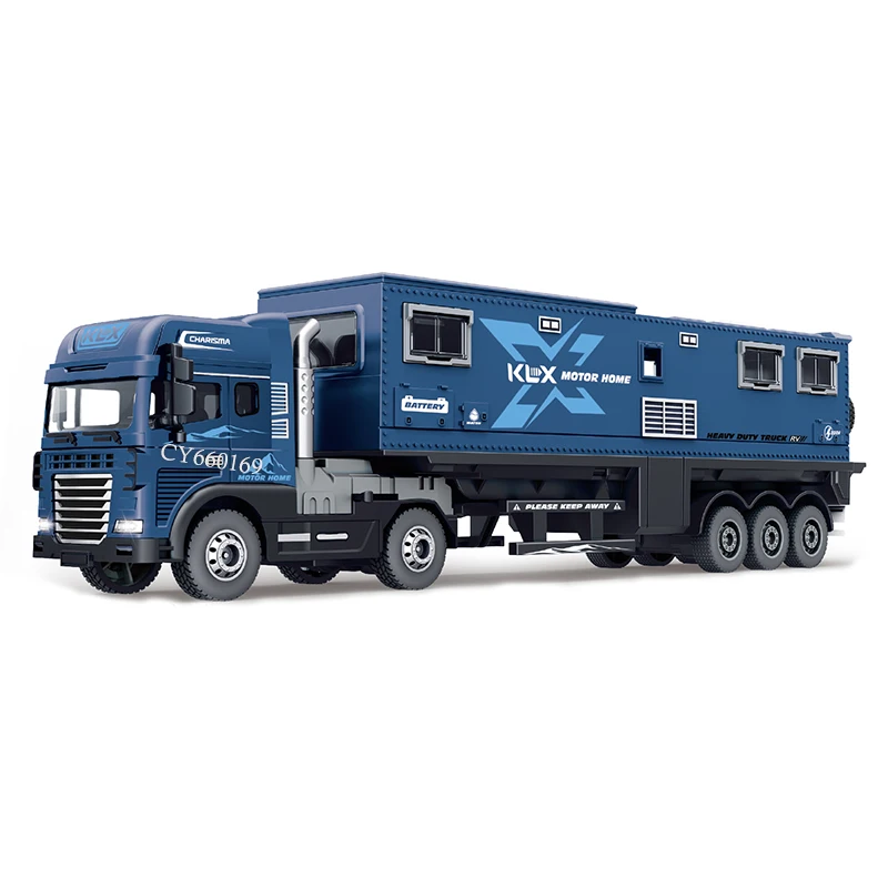 Modèle de camion de camping-car RV en alliage moulé sous pression étendu avec lumières, jouet à inertie sonore, portes d'ouverture, véhicule cadeau réaliste pour garçons