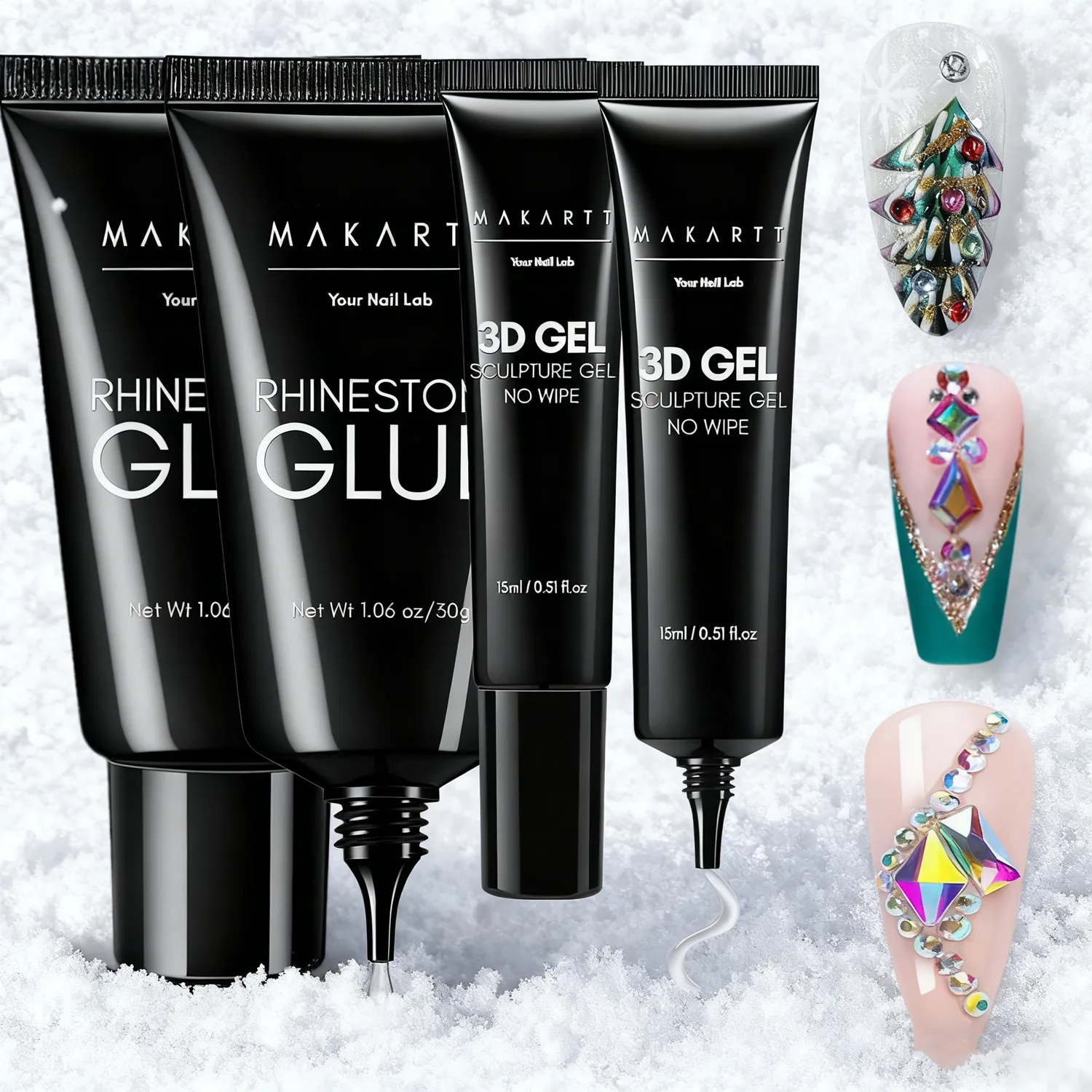 마카트 3D 젤 - 네일 조형 젤 네일 글루 투명 강력 라인스톤 글루 젤 네일 디자인 DIY 네일 아트 드로잉, 몰딩용
