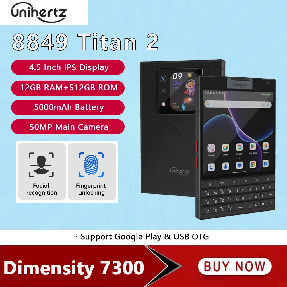 Unihertz 8849 Titan 2 Dual Display 5G QWERTY Keyboard Smartphone Smartphone 15 4.5