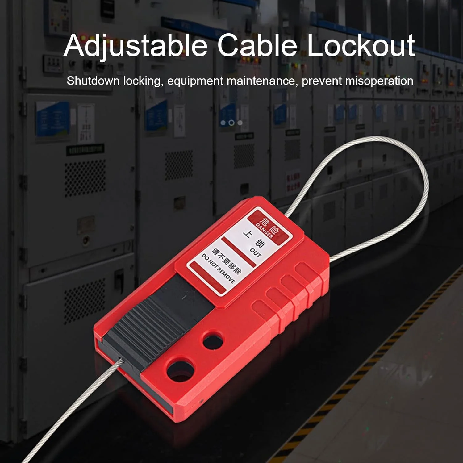 Tagout Cable Lock Steel Cable Lock, 500mm Mini Adjustable Cable Lock With 1.5MM Stainless Steel Cable For Insturial Lockout