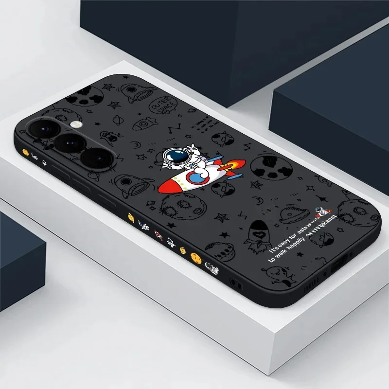 Coque de téléphone en TPU souple avec motif d'astronaute mignon pour Samsung Galaxy S26 S25 S23 S24 Ultra S23 FE A17 A55 A56 A16 A54 A15 5G