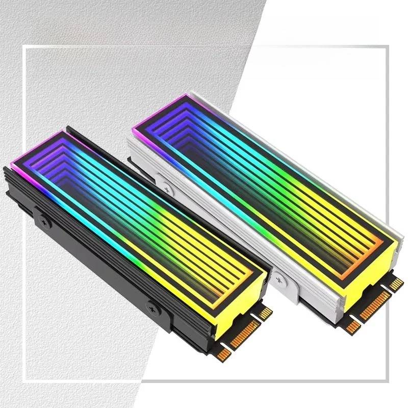 5V/3Pin ARGB AURA Sync Computer 2280 SSD M2 Radiator Aluminum PC RGB M.2 Nvme Cooler Radiator Solid State Drive Radiator Cooler — zdjęcie 2