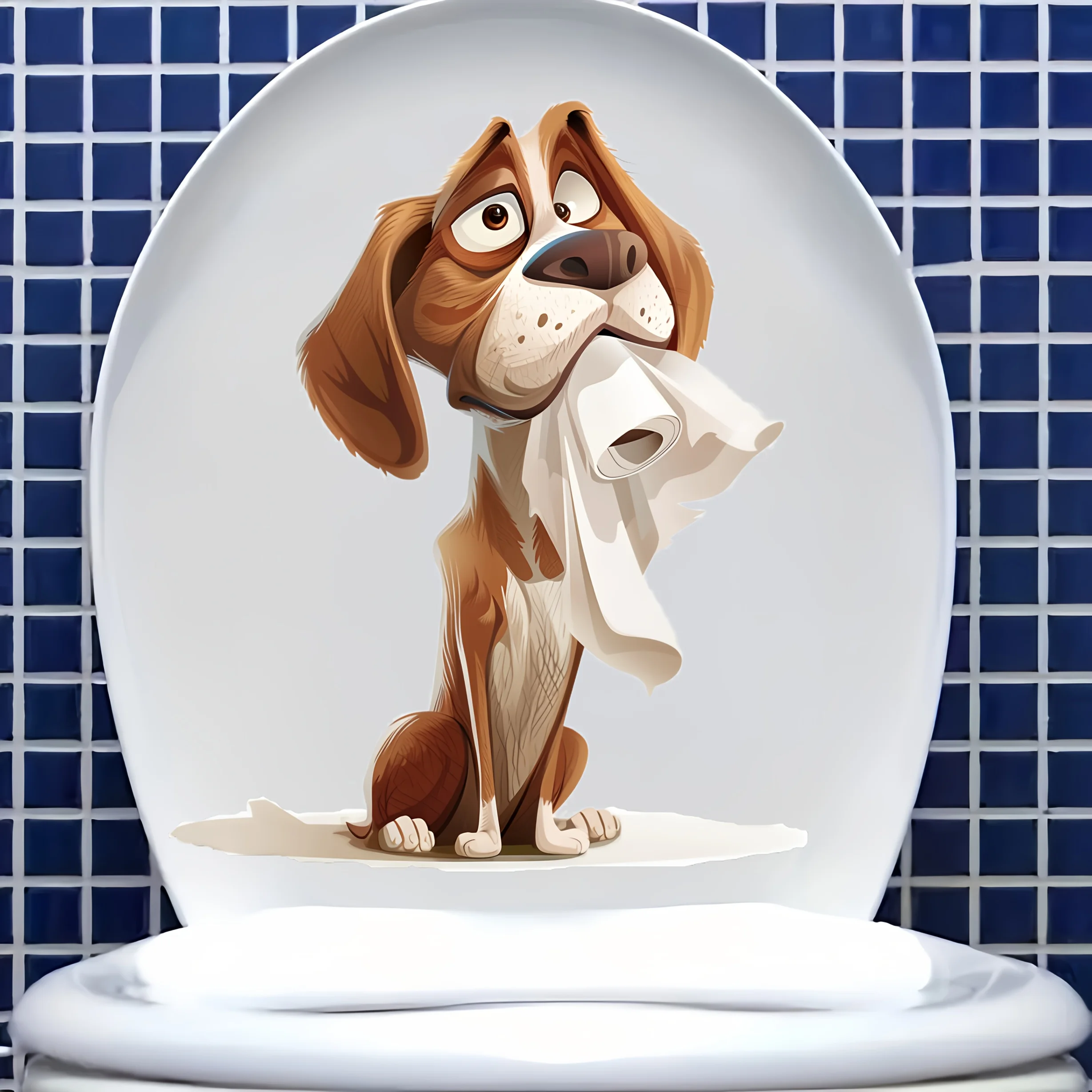 1Pc Fun and Cute Toilet Wall Sticker Featuring a Puppy Holding a Piece of Toilet Paper, Self-Adhesive Pvc Decorative Sticker, Suitable for Toilet Seats, Bathroom Glass, Cabinets, Doors and Windows, and Wall Decals. Fun and Attractive Stickers That Are Practical and Easy to Use, Creating a Warm and Fun Space. a Creative and Thoughtful Gift for Family, Friends, and Loved Ones