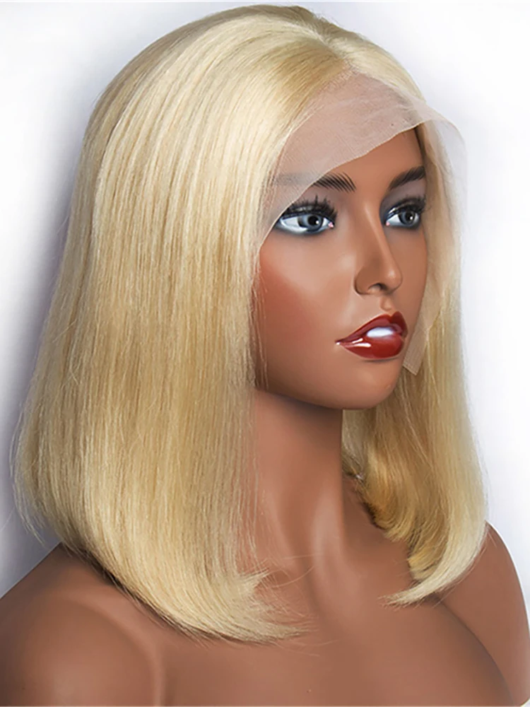 

613 Blonde Bob Wig Human Hair Wigs 200 Density Straight Lace Frontal Wigs Pre Plucked 13x4 HD Short Bob Wigs for Black Women
