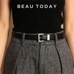 Beautoday-女性用カジュアルカウスプリットベルト、モノクロ、スクエアバックル、レディースウエストバンド、ジーンズとドレスアクセサリー、モダンスタイル、91099