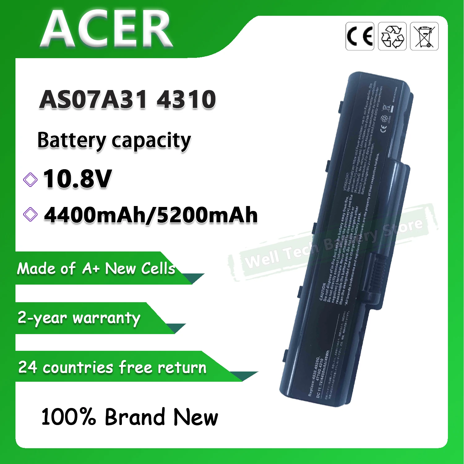 AS07A31 4310 Laptop Battery For ACER Aspire 4730ZG  4730Z 4530 4920G-3A2G16Mn 4920-1A2G12Mi 2930Z-343G16Mn 4330 4230 2930