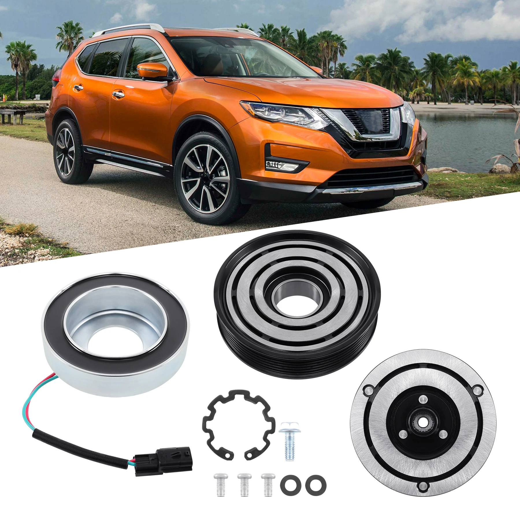 

AC Compressor Clutch Kit Air Conditioning Clutch Assembly Fit For Nissan Rogue 2008-2015 2.5L Auto Cooling System Parts
