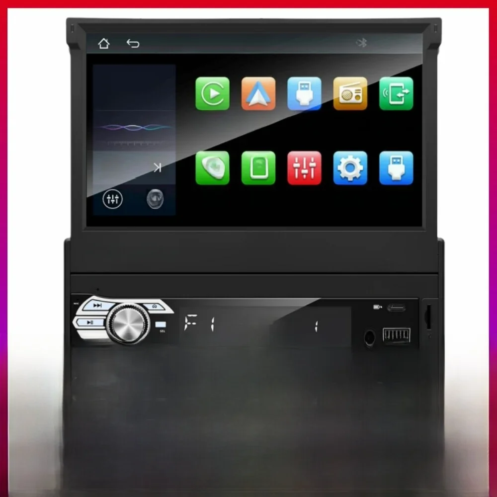 Carplay Android Auto Universele 1 Din MP5-speler 7 inch intrekbaar touchscreen autospeler HD FM AUX-ingang BT-radio Spiegellink - afbeelding 2
