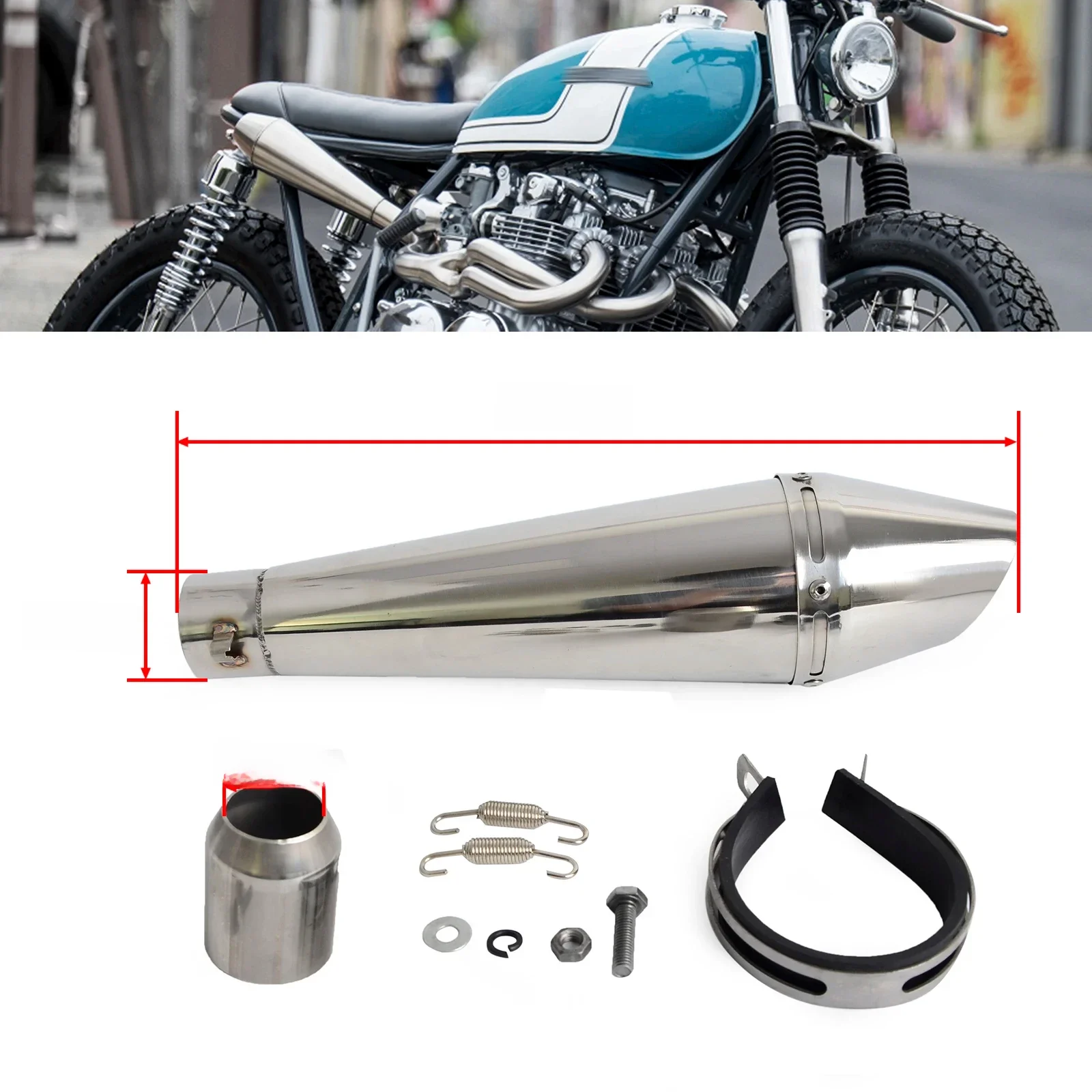 AliExpress NONE Universal Motorcycle GP Staineless Steel Exhaust Mufflers w/DB Killer 125-1000cc Street Bike Scrambler Cafe Racer Exhaust Pipe