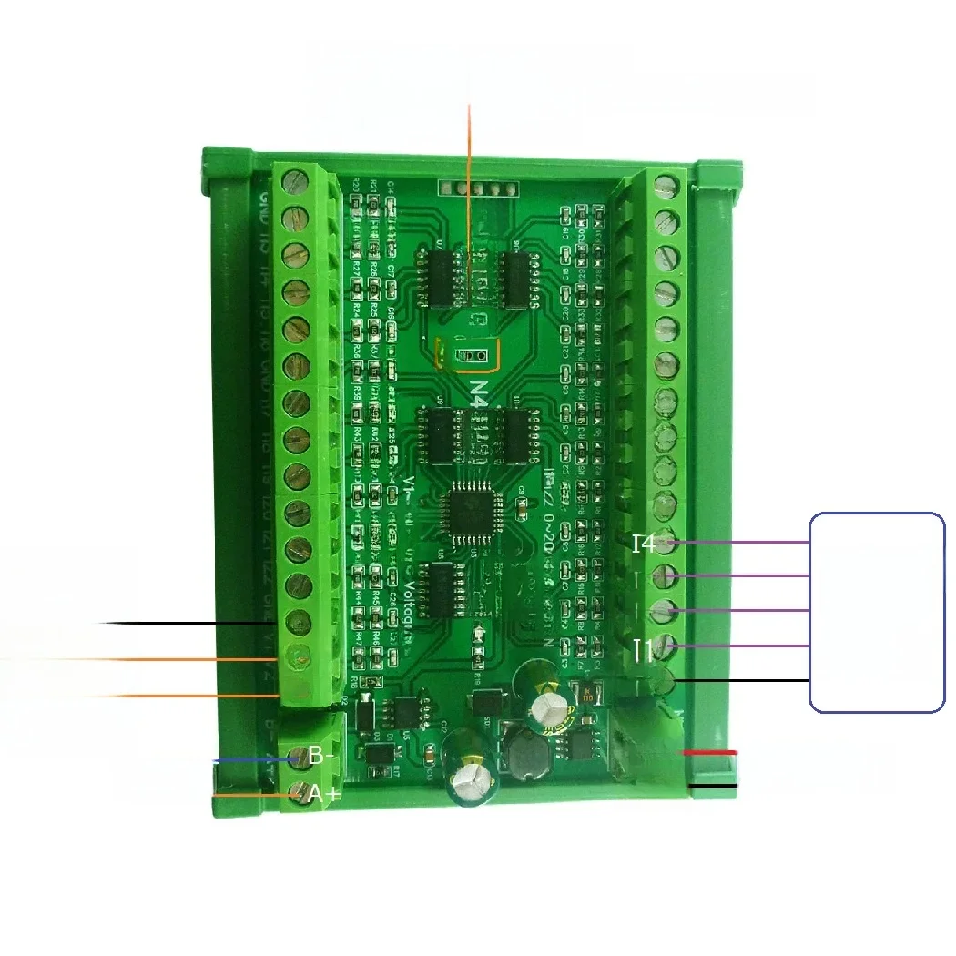 22CH 4-20MA prąd i 2CH 0-30V napięcie wejściowe RS485 AI moduł 24-bit ADC Collector Board MODBUS RTU PLC IO — zdjęcie produktu 7