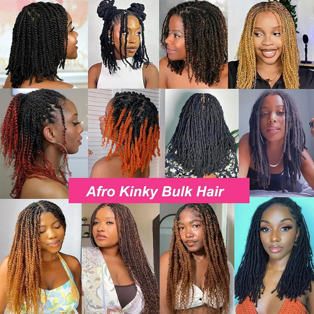 Afro Kinky Bulk Braiding Hair Extensions Remy Kinky Curly Wave Human Hair Bulk For Braiding 50g/pc Natural Color Braids Hair