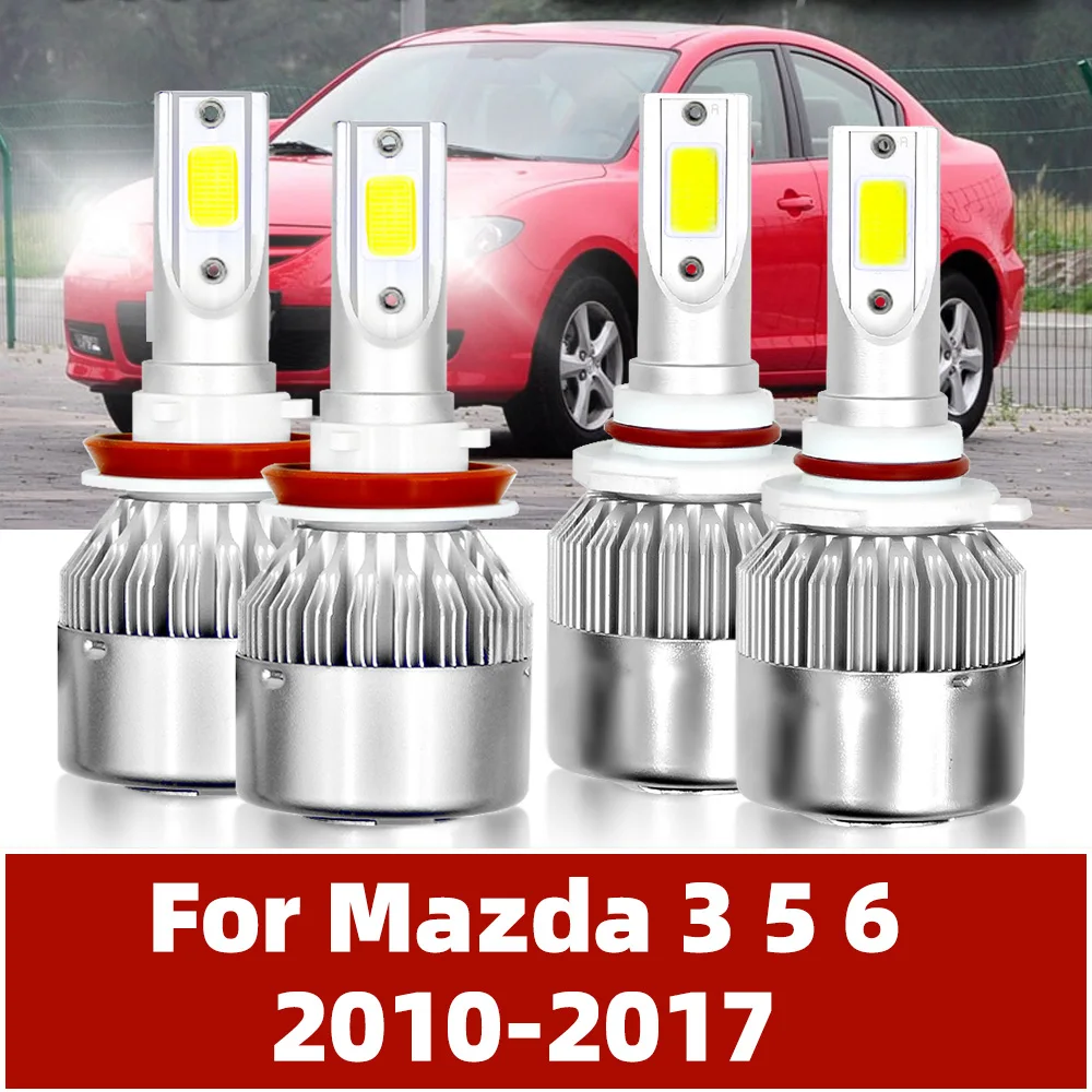 LSlight 4PCS LED Headlight Bulb 12V Car Headlamp Combo High Low Beam Kit For Mazda 3 5 6 2010 2011 2012 2013 2014 2015 2016 2017