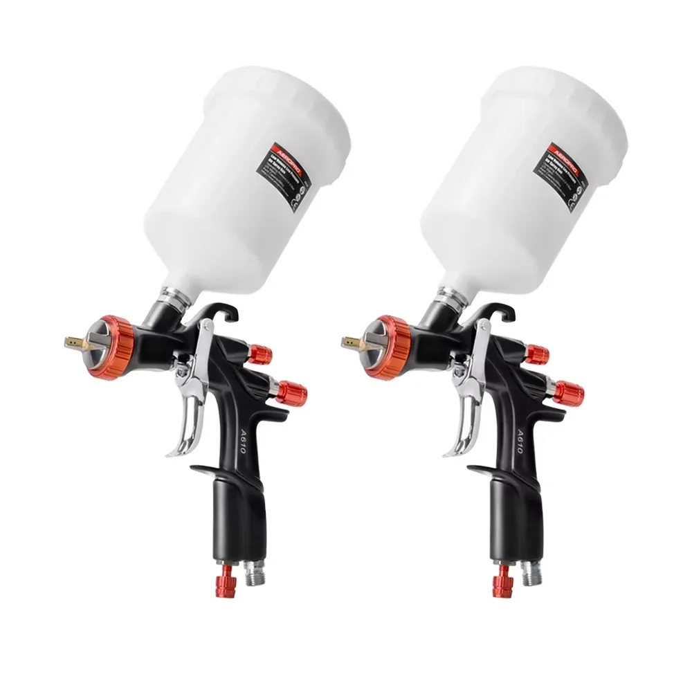 AEROPRO 2 PACK A610 LVLP Spray Gun Automotive Professional 1.3、1.4、1.5、1.7、2.0mm Nozzle Paint Gun Airbrush R500 For Cars