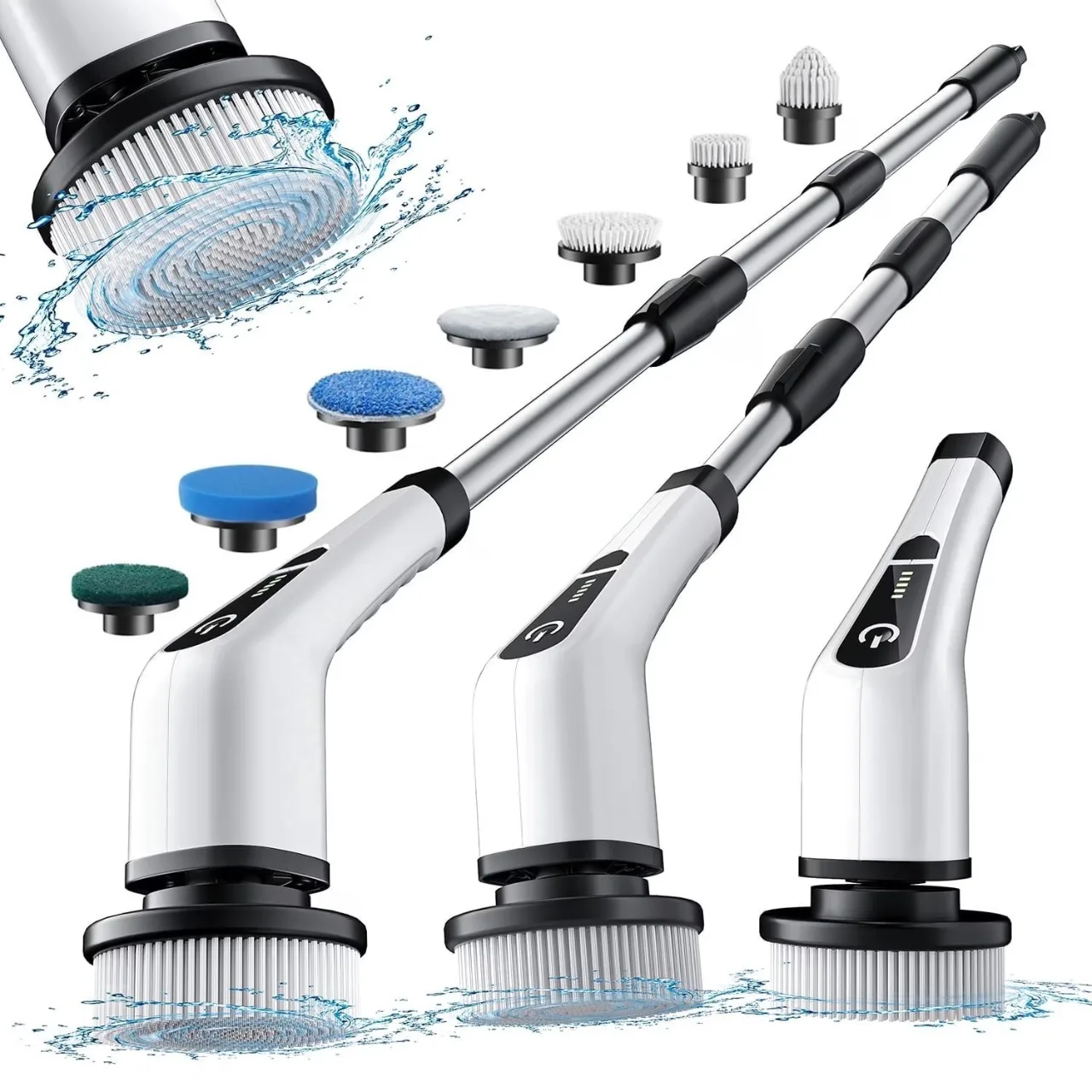 Cordless Electric Spin Scrubber 500RPM 25W Power Cleaning Brush Waterproof Handheld Scrubber for Bathroom Tub Shower Tile Grout Sink Kitchen