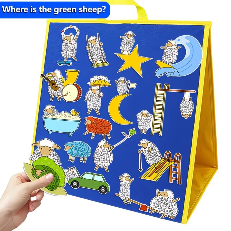 22Pcs Where Is the Green Sheep Felt Story Set, Story Telling Apron for Preschool Teachers, Dramatic Play Early Learning Toy