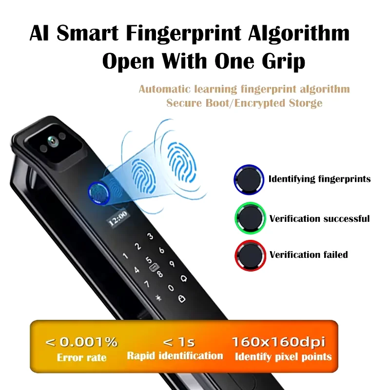 3D face recognition Wifi APP Fully Automatic Remote Unlock Fingerprint Key Password Card Smart Door Lock  Camera Smart door Lock