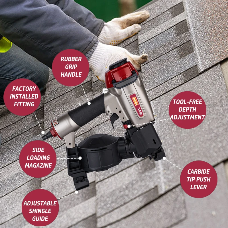 CRN45A Versatile Roofing Coil Nailer: Easy Depth Control Comfort Grip pneumatic nail gun Ideal for Roofing & Carpentry