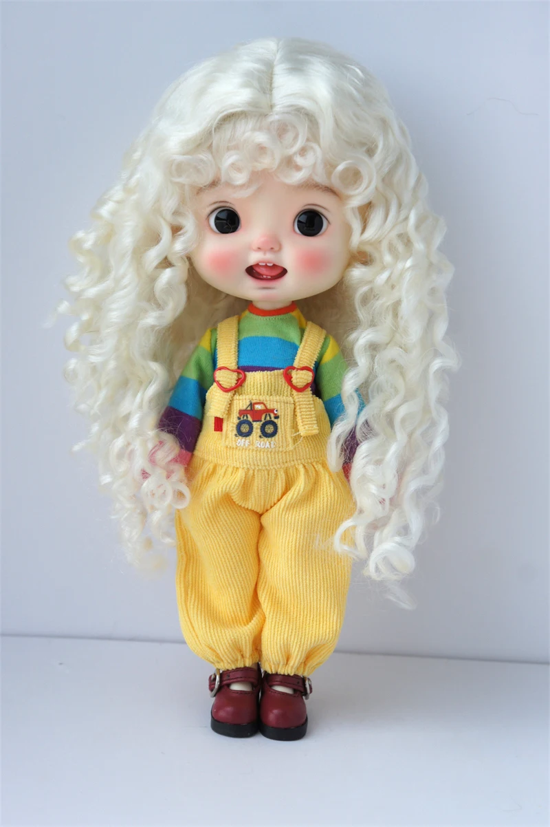 D28002l novo material penteado mohair bjd peruca para tamanho 8-9 polegada 10-11 polegada blythe popular extremamente longo encaracolado boneca acessórios de cabelo
