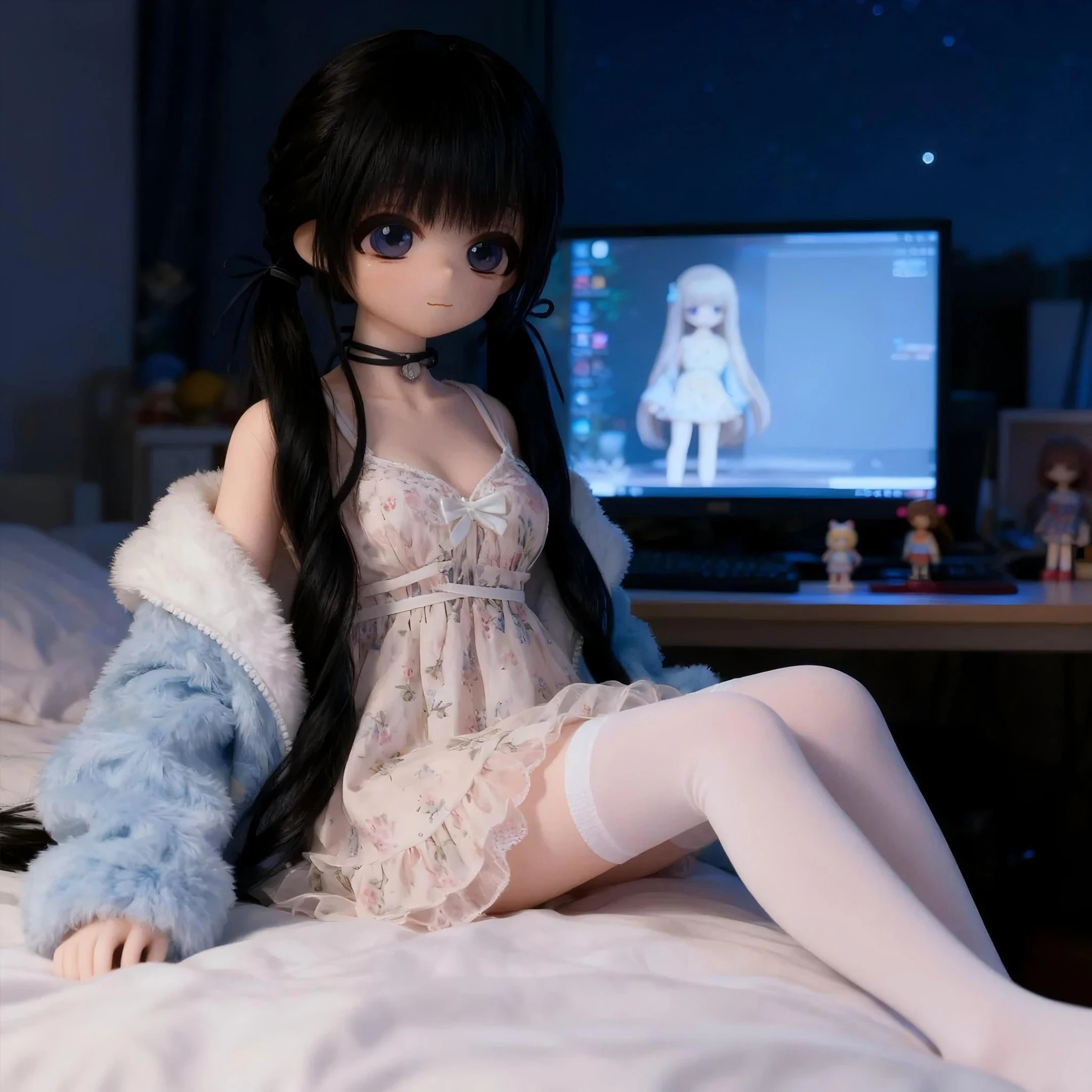Anime doll, Soft material, with flexible joint positioning, customizable hair color, replaceable, and insertable (no clothes)