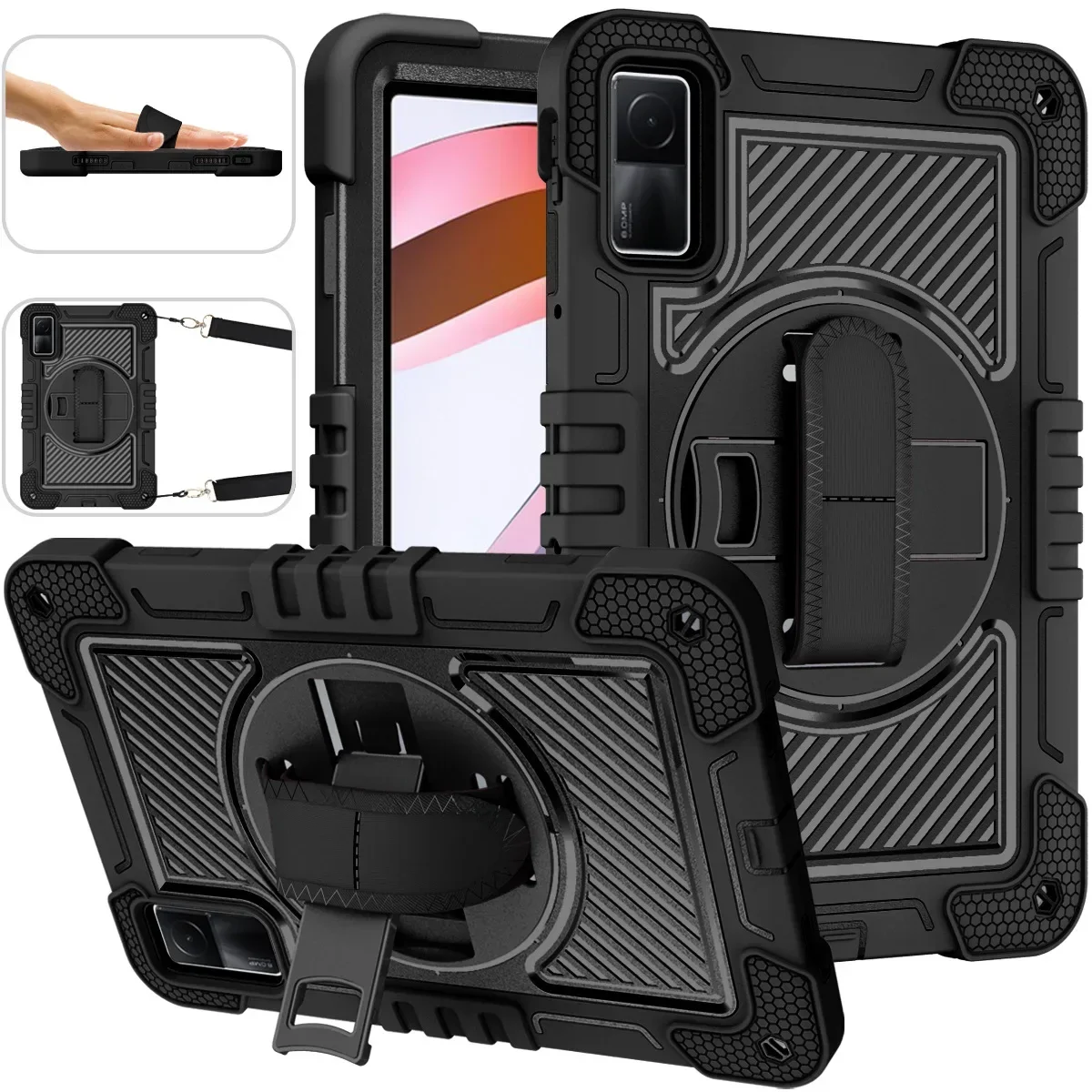 Etui na tablet Xiaomi RedMi Pad 10.6 Pokrowiec RedMi Pad 2 SE 11"8.7" 2024 Odporne na wstrząsy z podstawką Dziecięce Funda Uchwyt na rękę Pasek na ramię — zdjęcie produktu 7