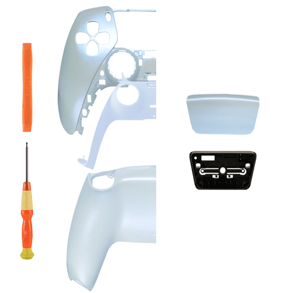 Fluorescent white Full Shell Kit Replacement For PS5 Controller DualSense Faceplate Housing BDM 010/020/030/040/050 DIY Mod view 2