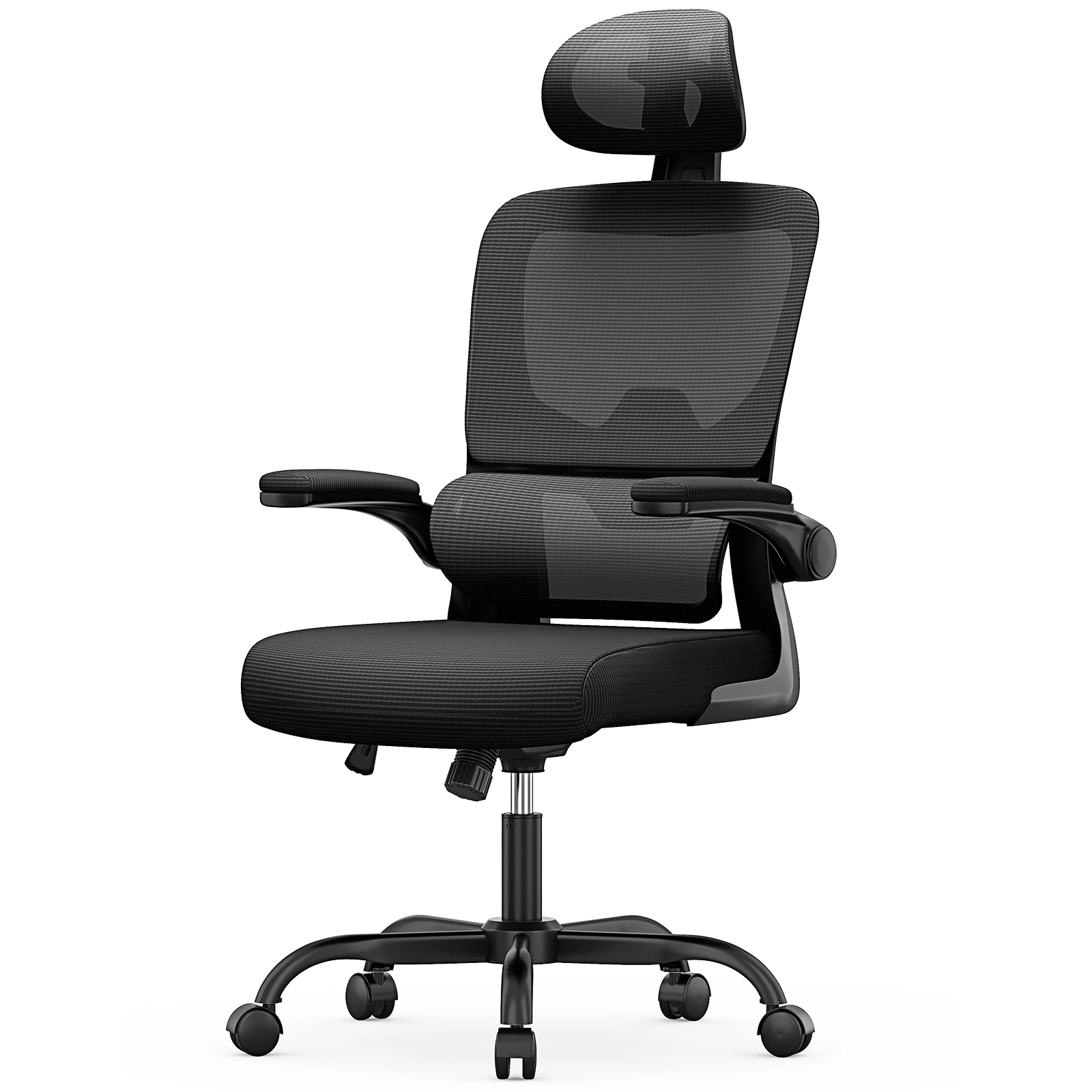 GartistGO Ergonomischer Bürostuhl mit Lendenwirbelstütze, Home-Office-Schreibtischstuhl, verstellbare Kopfstütze und hochklappbare Armlehnen