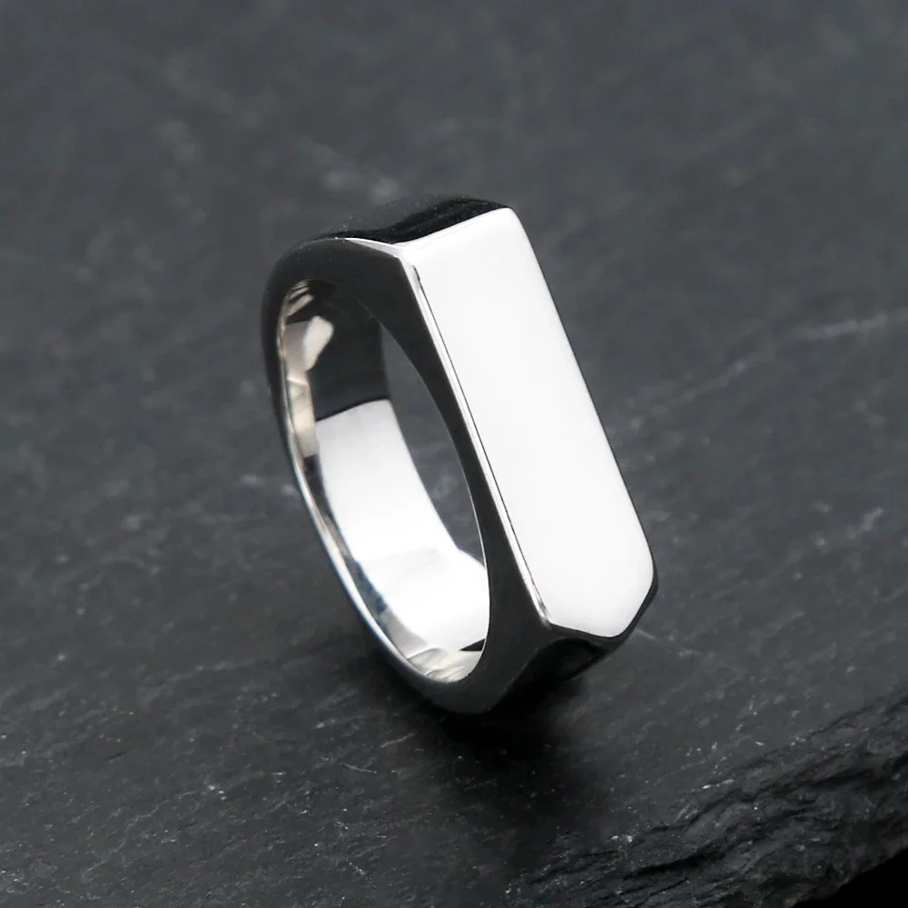 Mode 316L Rvs Eenvoudige Ringen Voor Mannen Vrouwen Punk Hip Hop Vierkante Band Platte Top Zegelring Charm Partij Sieraden Geschenken - afbeelding 2