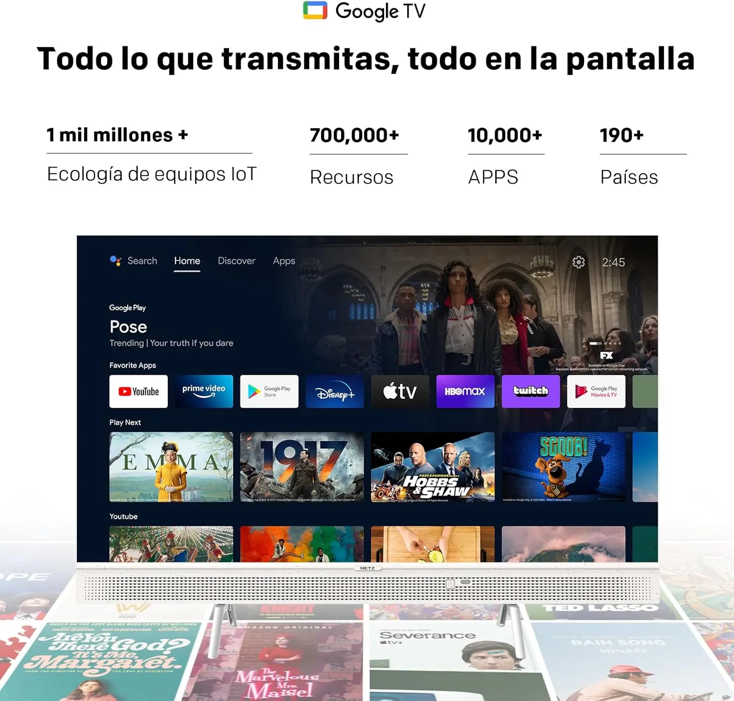 تلفزيون Metz 32Mqe7100Z مقاس 32 بوصة عالي الدقة Qled Google Tv |     Eyecare 3.0، Hdr10، تصميم أبيض مع مقبض، طاقة من النوع C، مكبر صوت أمامي