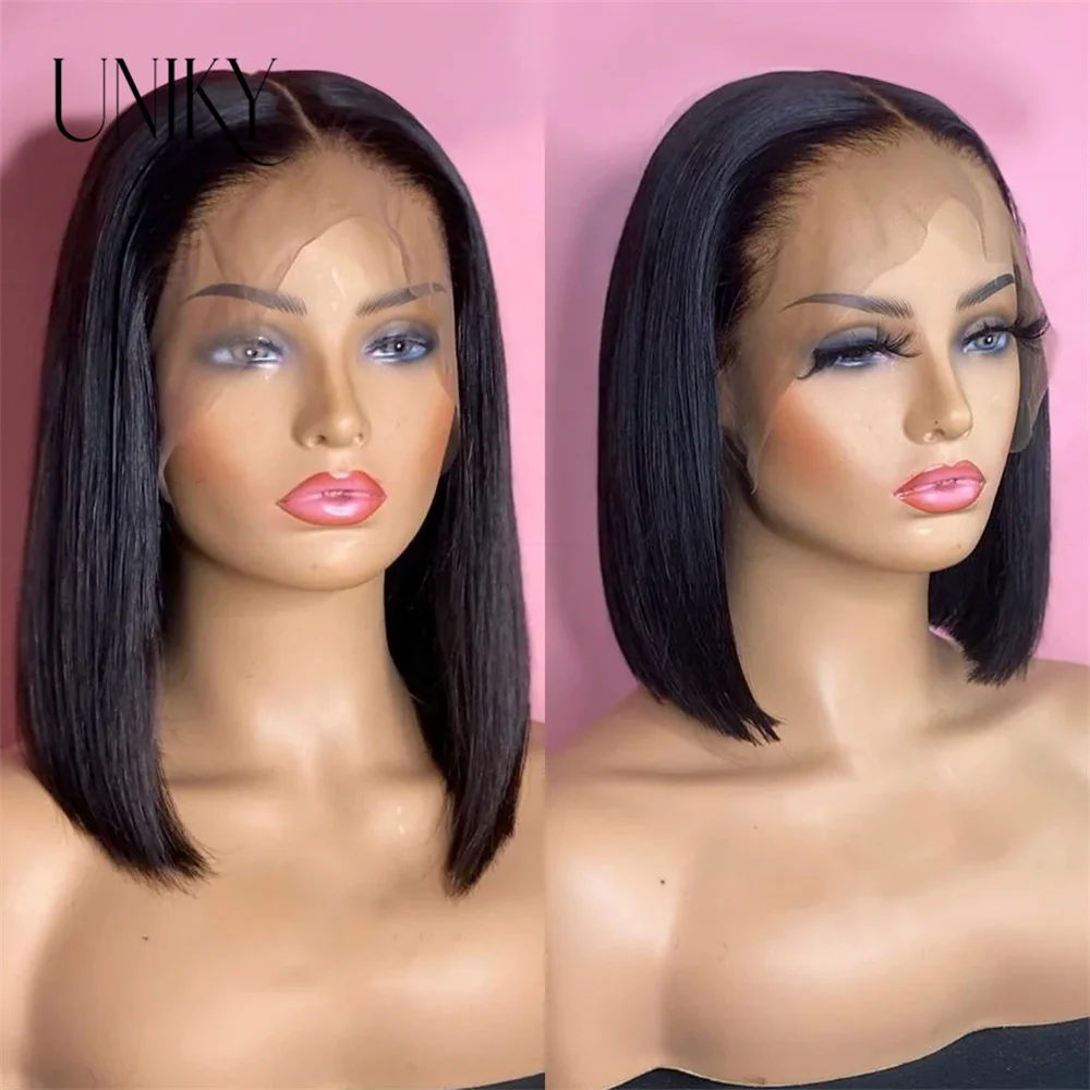 

Short Straight Bob Wig Human Hair Wigs 150% Density Pre-Plucked 13*4 Lace Frontal Indian Remy Human Hair Wigs For Black Woman