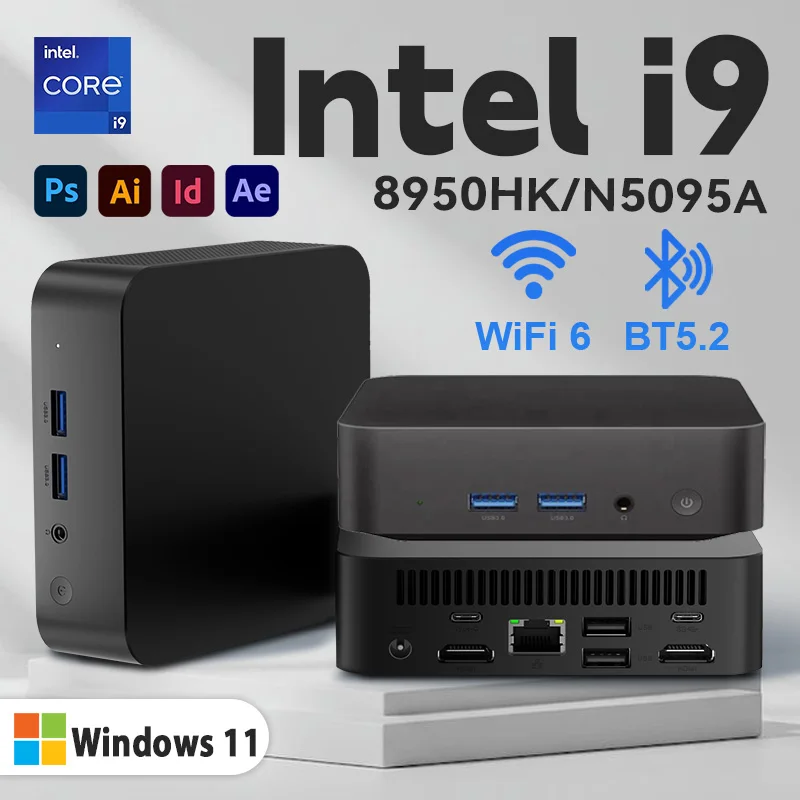 Desktops Windows 11 i9 Mini PC Intel Core i9 8950HK Intel N5095A Computer SSD M.2 1TB 2TB RAM 16GB Wifi 6 BT5.2 Mini pc Computer